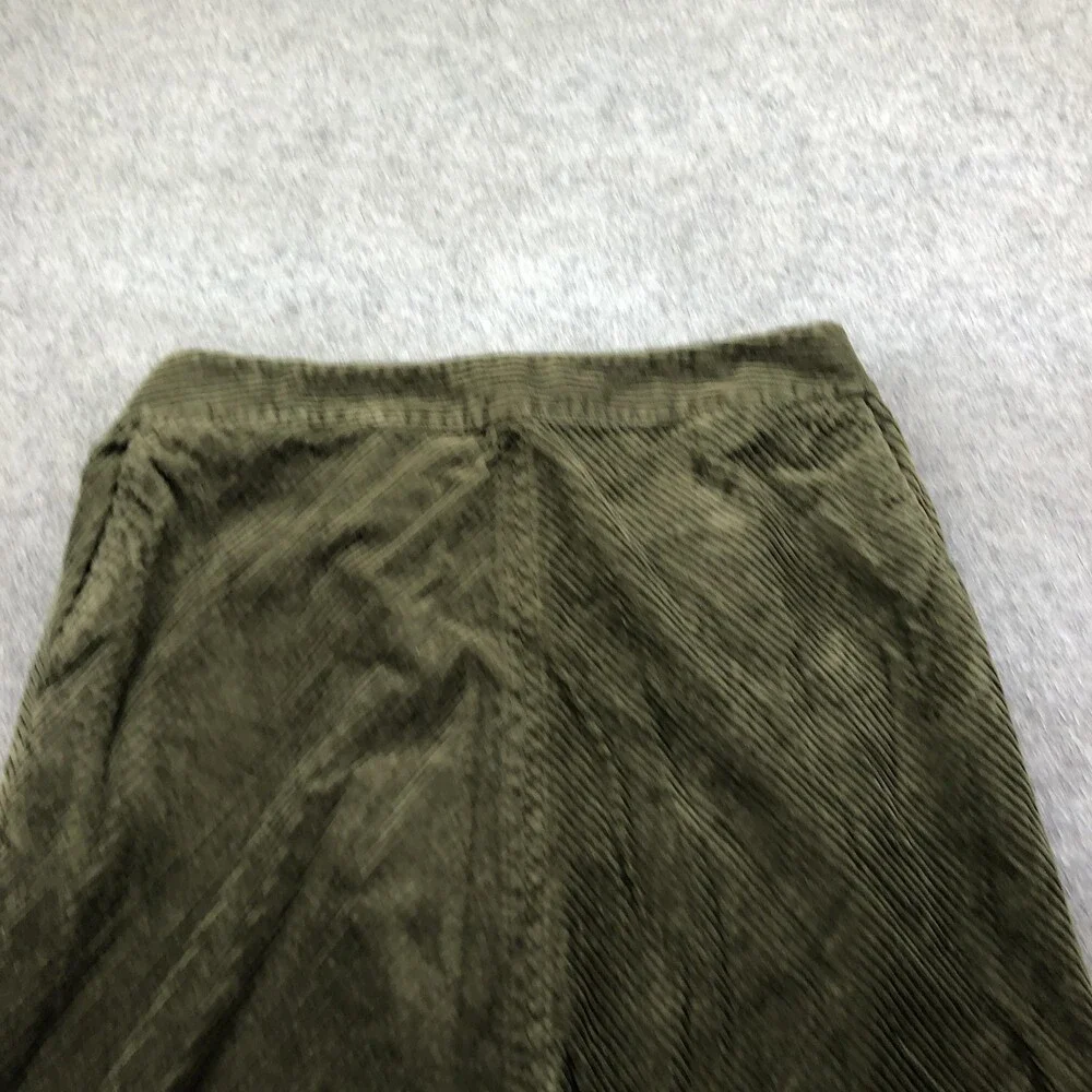Talbots Skirt Womens 14W Green Corduroy Straight Knee Length Elastic Waist